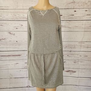 Tart Black & White Striped Long Sleeve Dress Medium NWT
